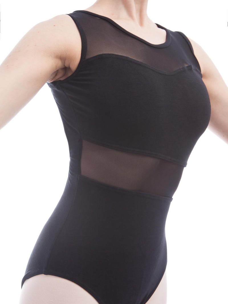 Dance Favourite Ballet Leotards For Women Tank Sleeve Cotton with Mesh Ballet Dancewear Adult Dance Practice Clothes Gymnastics Leotards A1B014 (XS) - Image 3